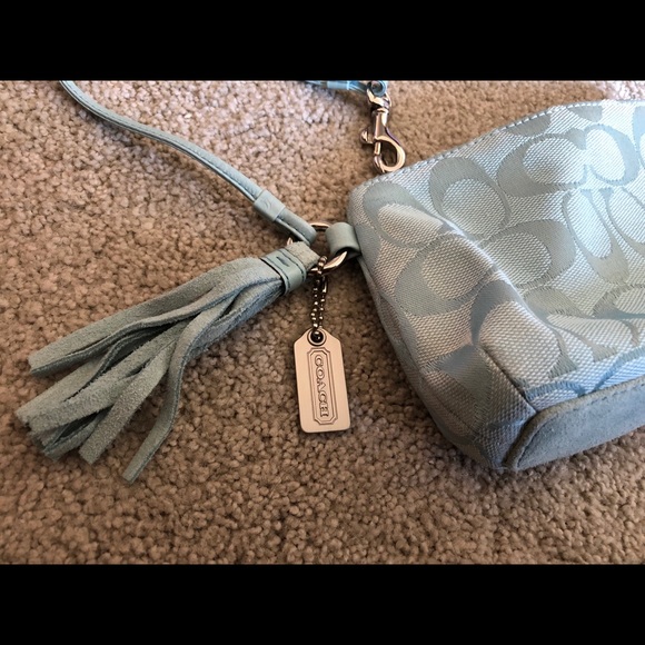 Pastel Blue Canvas Coach Logo Wristlet - Picture 2 of 4